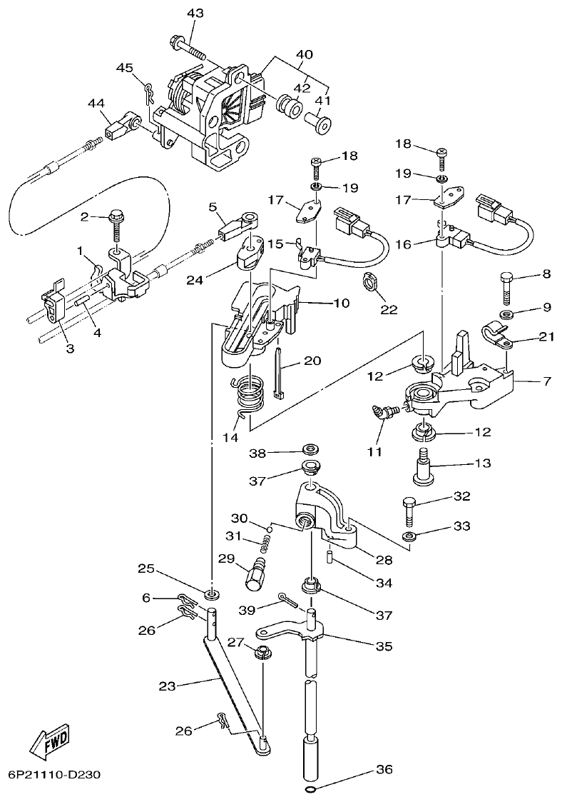 Yamaha F225BET, FL225BET CONTROL parts diagram